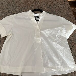 Banana Republic cropped white cotton Button Down Shirt
